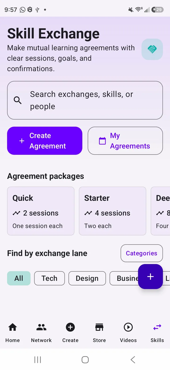 Exchange skills with clear agreements in the Globamit Android app
